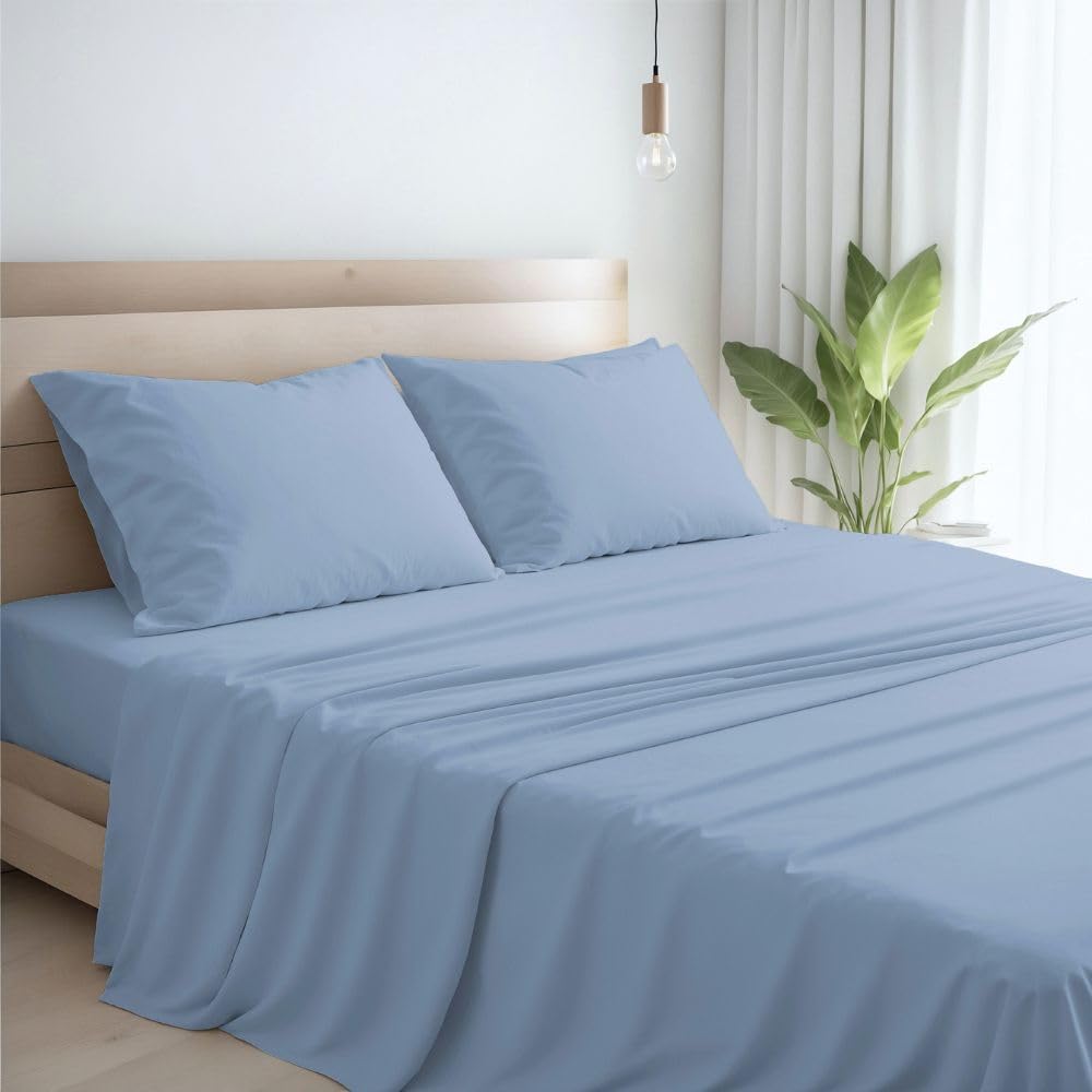 Lenzuola Percalle Made in Italy, Completo Letto Realizzato in Cotone Pregiato a Trama Fitta, Biancheria da Letto Certificata Oeko Tex Standard 100