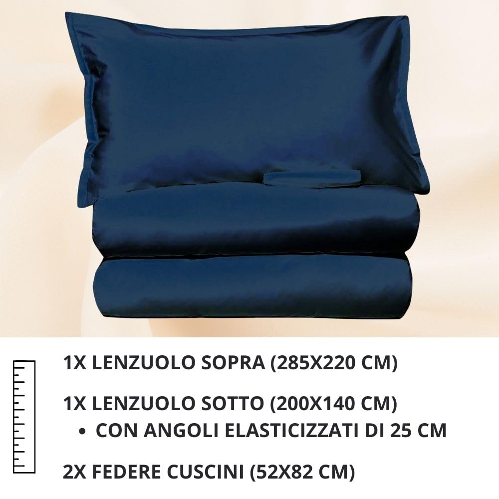 Set Completo Lenzuola in Microfibra, con Federe, Completo Letto, Made in Italy