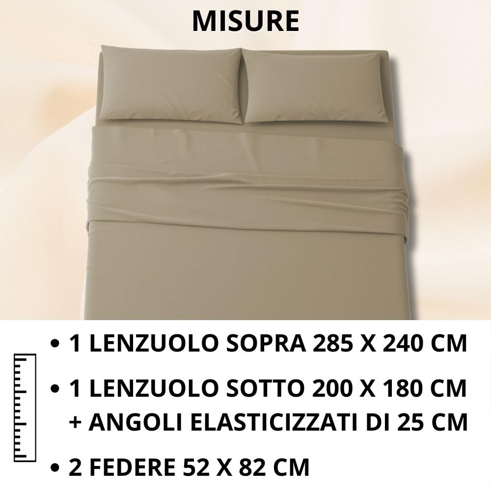 Set Completo Lenzuola in Microfibra, con Federe, Completo Letto, Made in Italy