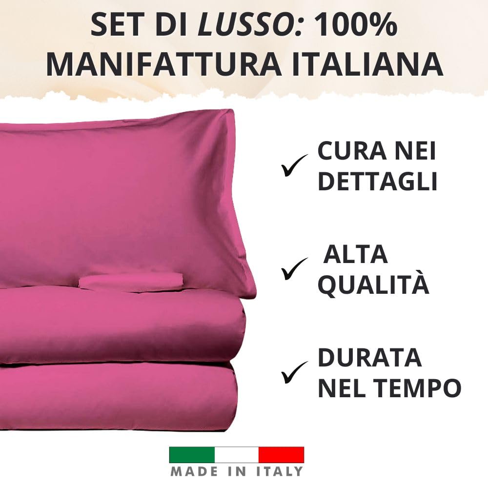 Set Completo Lenzuola in Microfibra, con Federe, Completo Letto, Made in Italy