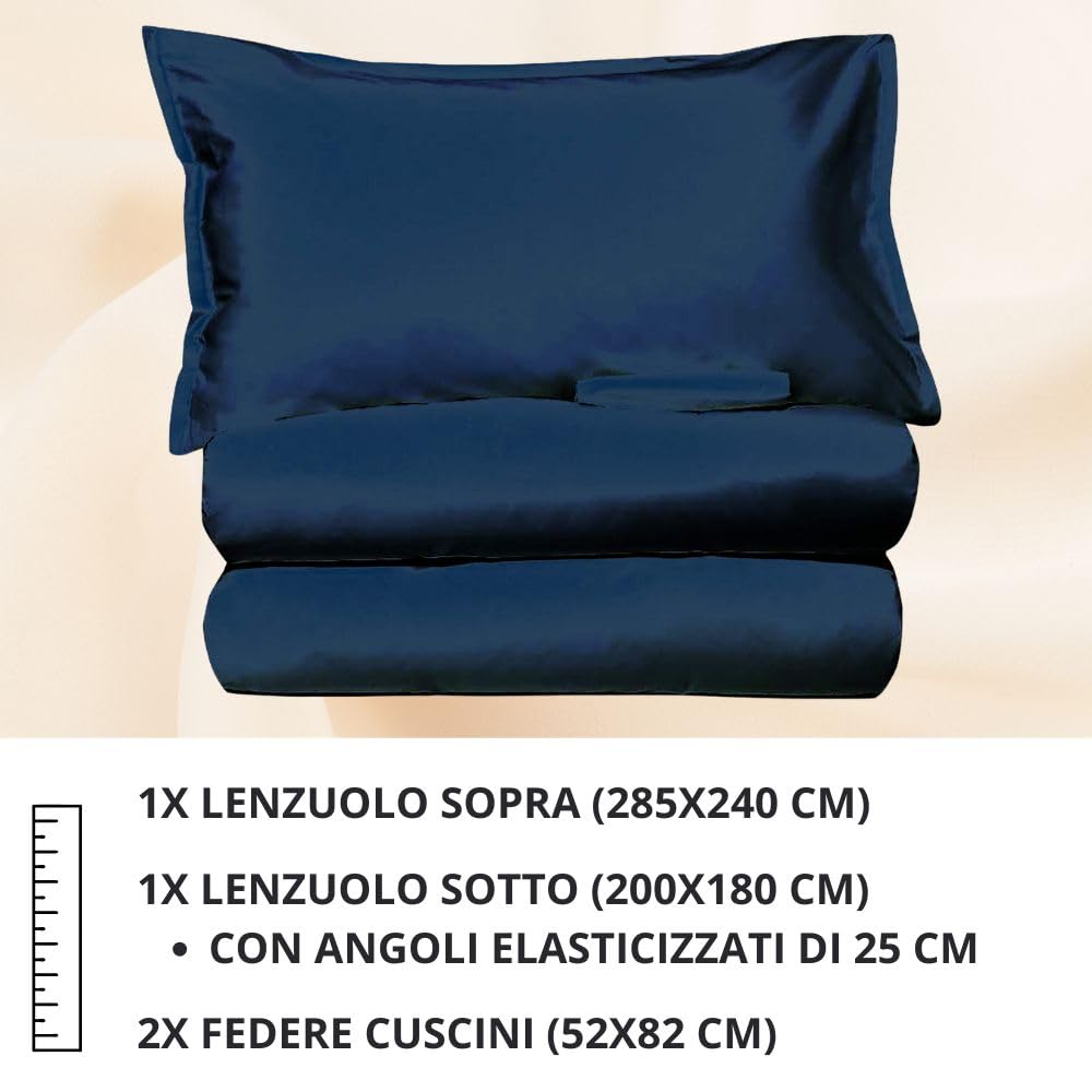 Set Completo Lenzuola in Microfibra, con Federe, Completo Letto, Made in Italy