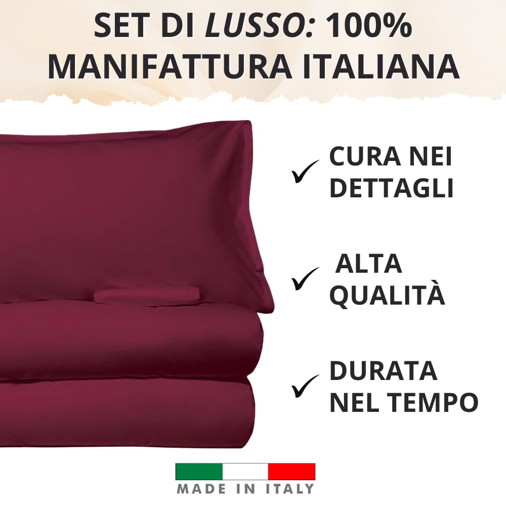 Set Completo Lenzuola in Microfibra, con Federe, Completo Letto, Made in Italy