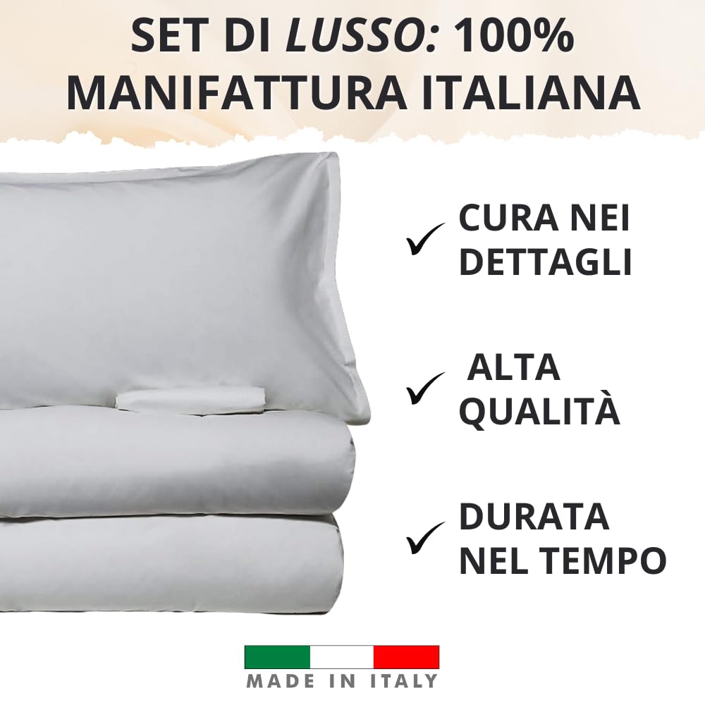 Set Completo Lenzuola in Microfibra, con Federe, Completo Letto, Made in Italy