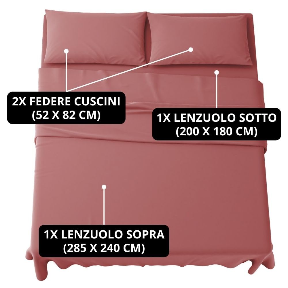 MAXIME MAISON - Set Lenzuola Letto Singolo 3 Pezzi, Completo Letto SIngolo in Microfibra Made in Italy, Biancheria da Letto 1 Lenzuolo con Angoli, 1 Lenzuolo Sopra, 1 Federa