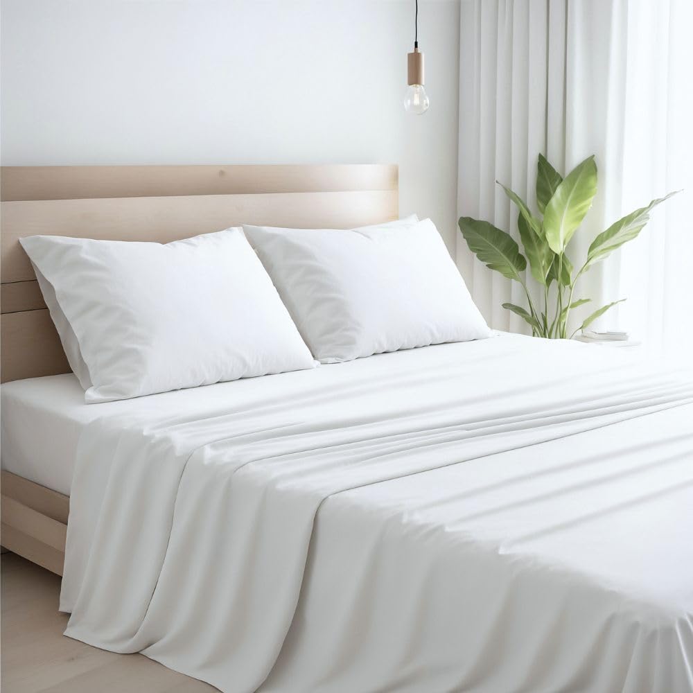 Lenzuola Percalle Made in Italy, Completo Letto Realizzato in Cotone Pregiato a Trama Fitta, Biancheria da Letto Certificata Oeko Tex Standard 100