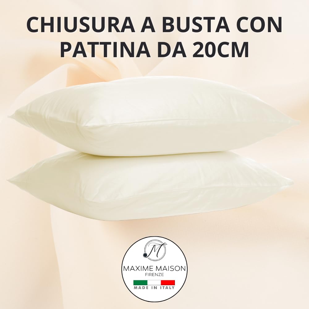 Federe Cuscino Letto, Misto Cotone, Tinta Unita (Misure 52x82cm), Chiusura a Busta, Fodera Cuscini, Copri Cuscino Letto, Federe Cuscini, Cotone