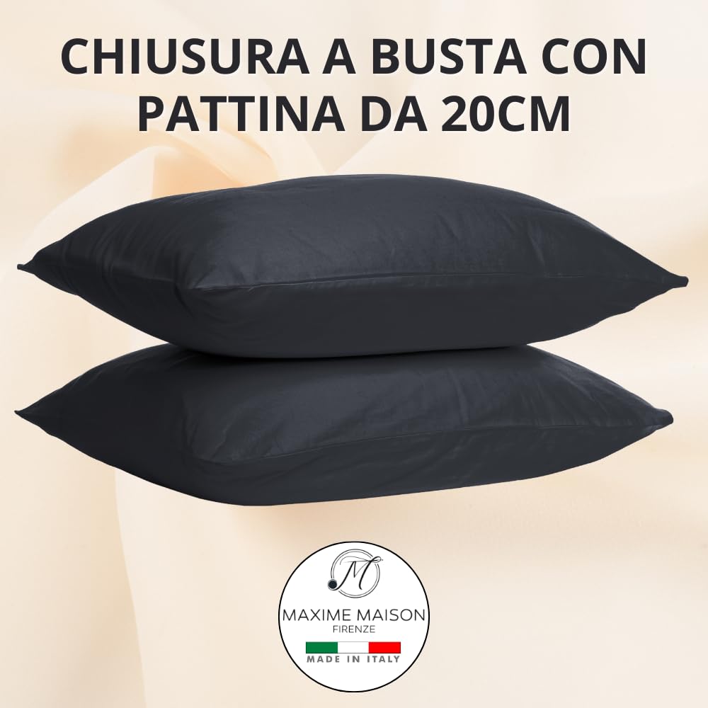 Federe Cuscino Letto, Misto Cotone, Tinta Unita (Misure 52x82cm), Chiusura a Busta, Fodera Cuscini, Copri Cuscino Letto, Federe Cuscini, Cotone