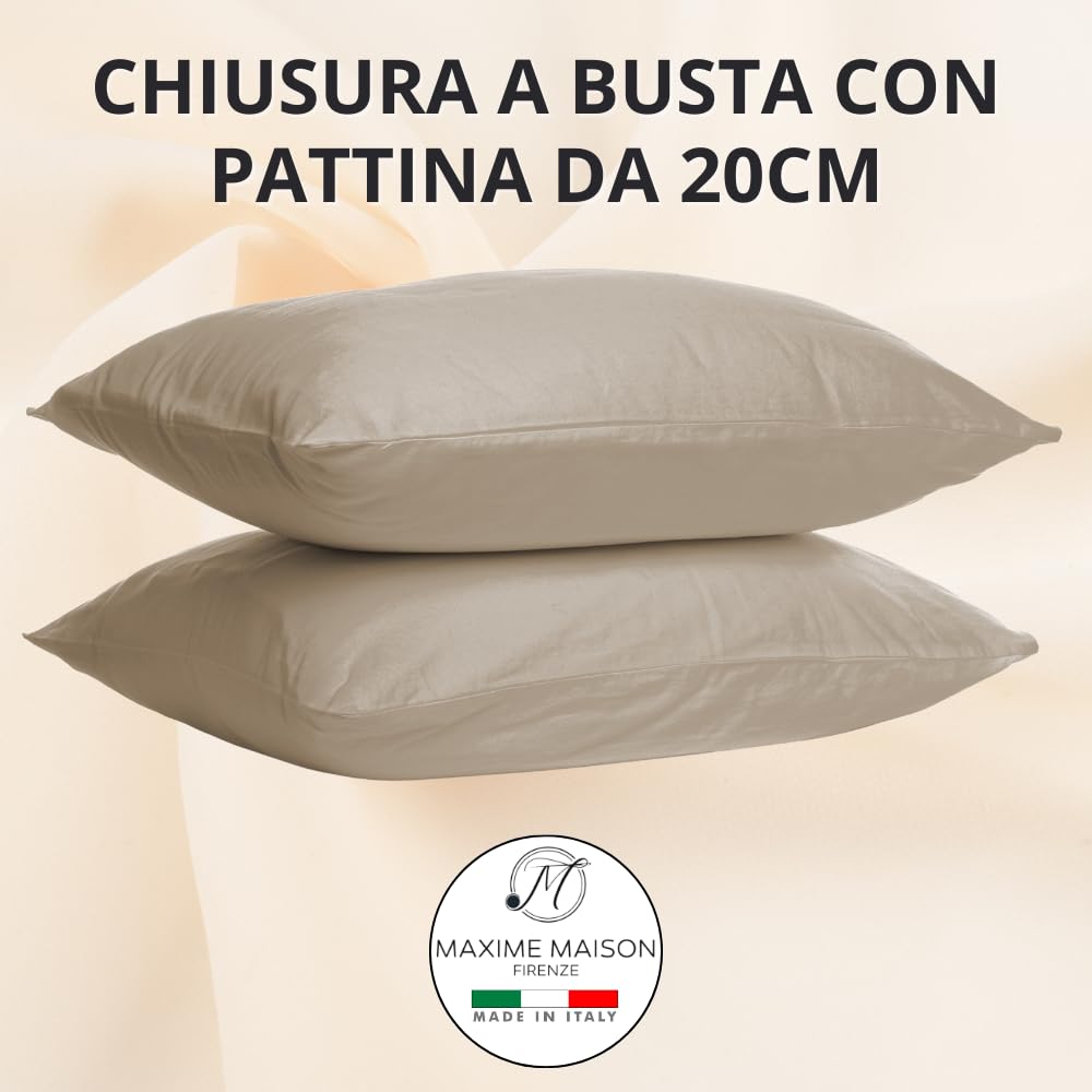 Federe Cuscino Letto, Misto Cotone, Tinta Unita (Misure 52x82cm), Chiusura a Busta, Fodera Cuscini, Copri Cuscino Letto, Federe Cuscini, Cotone