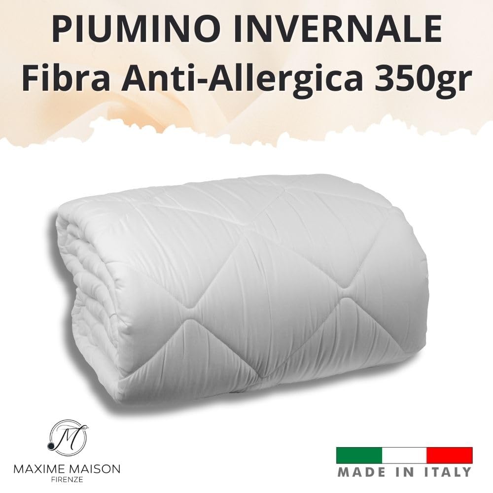 Piumino Autunnale / Invernale, Bianco, Imbottitura 350gr, 4 Misure Disponibili - Made in Italy
