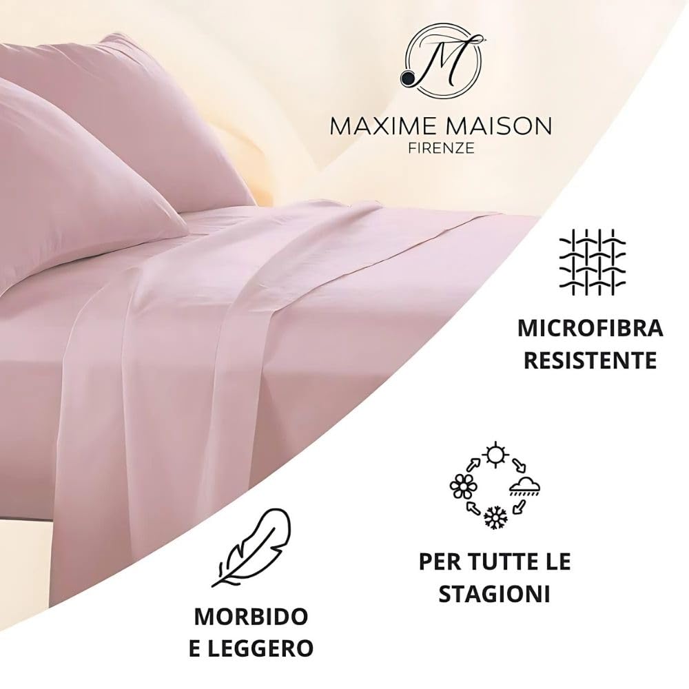 Set Completo Lenzuola in Microfibra, con Federe, Completo Letto, Made in Italy