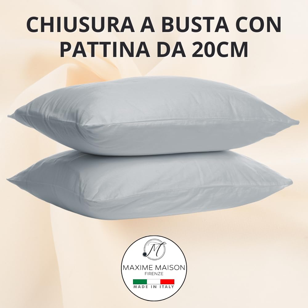 Federe Cuscino Letto, Misto Cotone, Tinta Unita (Misure 52x82cm), Chiusura a Busta, Fodera Cuscini, Copri Cuscino Letto, Federe Cuscini, Cotone