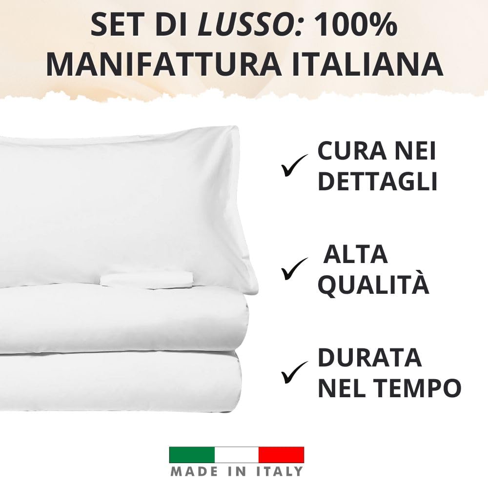 Set Completo Lenzuola in Microfibra, con Federe, Completo Letto, Made in Italy