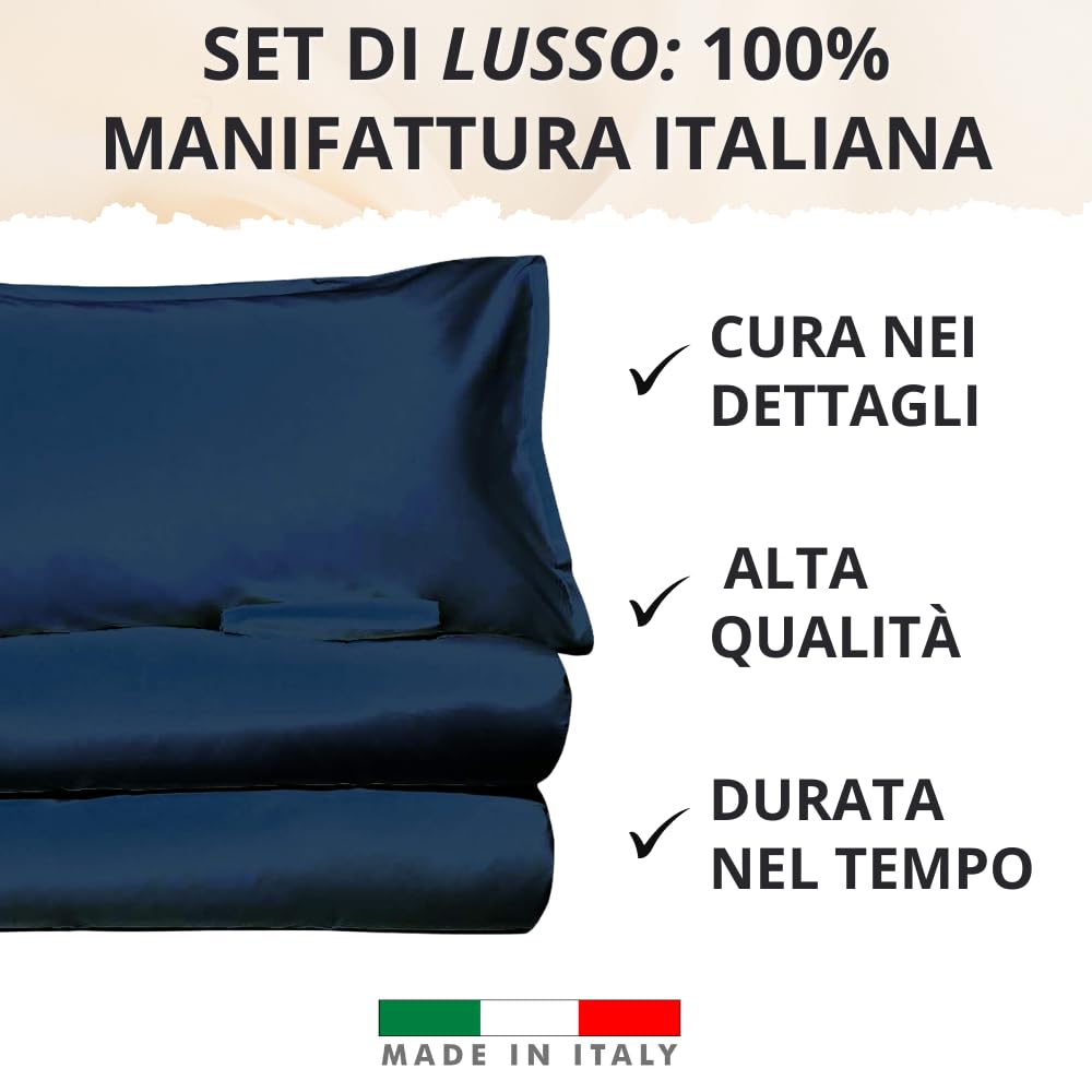 Set Completo Lenzuola in Microfibra, con Federe, Completo Letto, Made in Italy