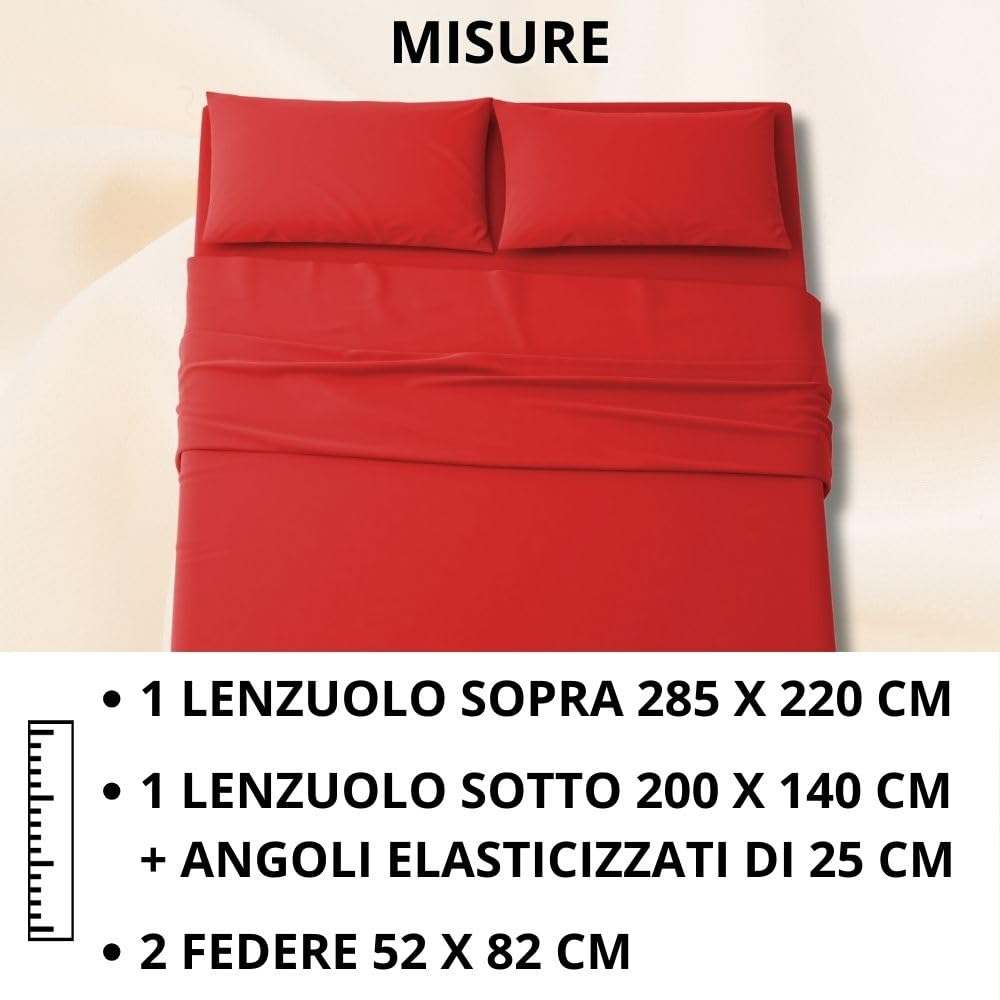 Set Completo Lenzuola in Microfibra, con Federe, Completo Letto, Made in Italy