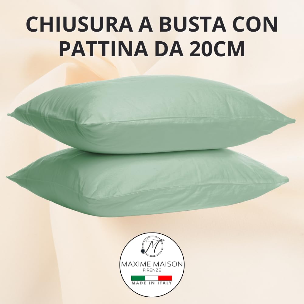 Federe Cuscino Letto, Misto Cotone, Tinta Unita (Misure 52x82cm), Chiusura a Busta, Fodera Cuscini, Copri Cuscino Letto, Federe Cuscini, Cotone