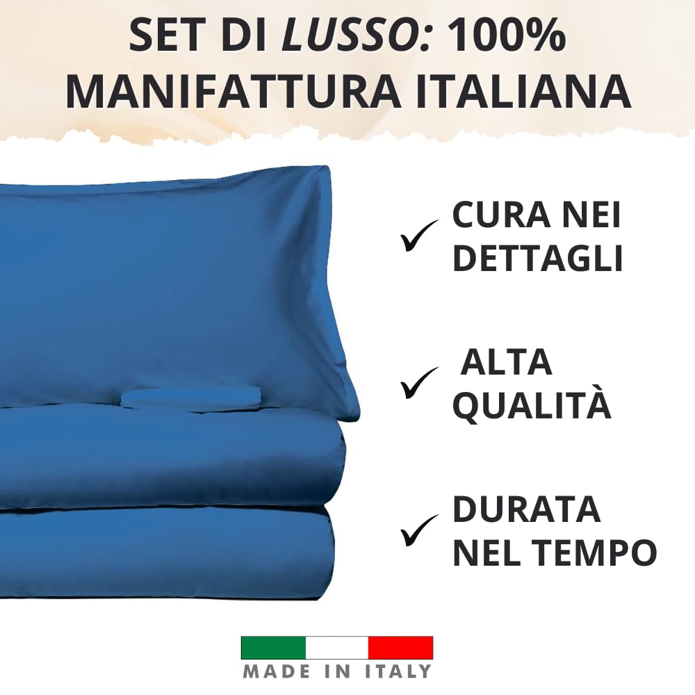 Set Completo Lenzuola in Microfibra, con Federe, Completo Letto, Made in Italy