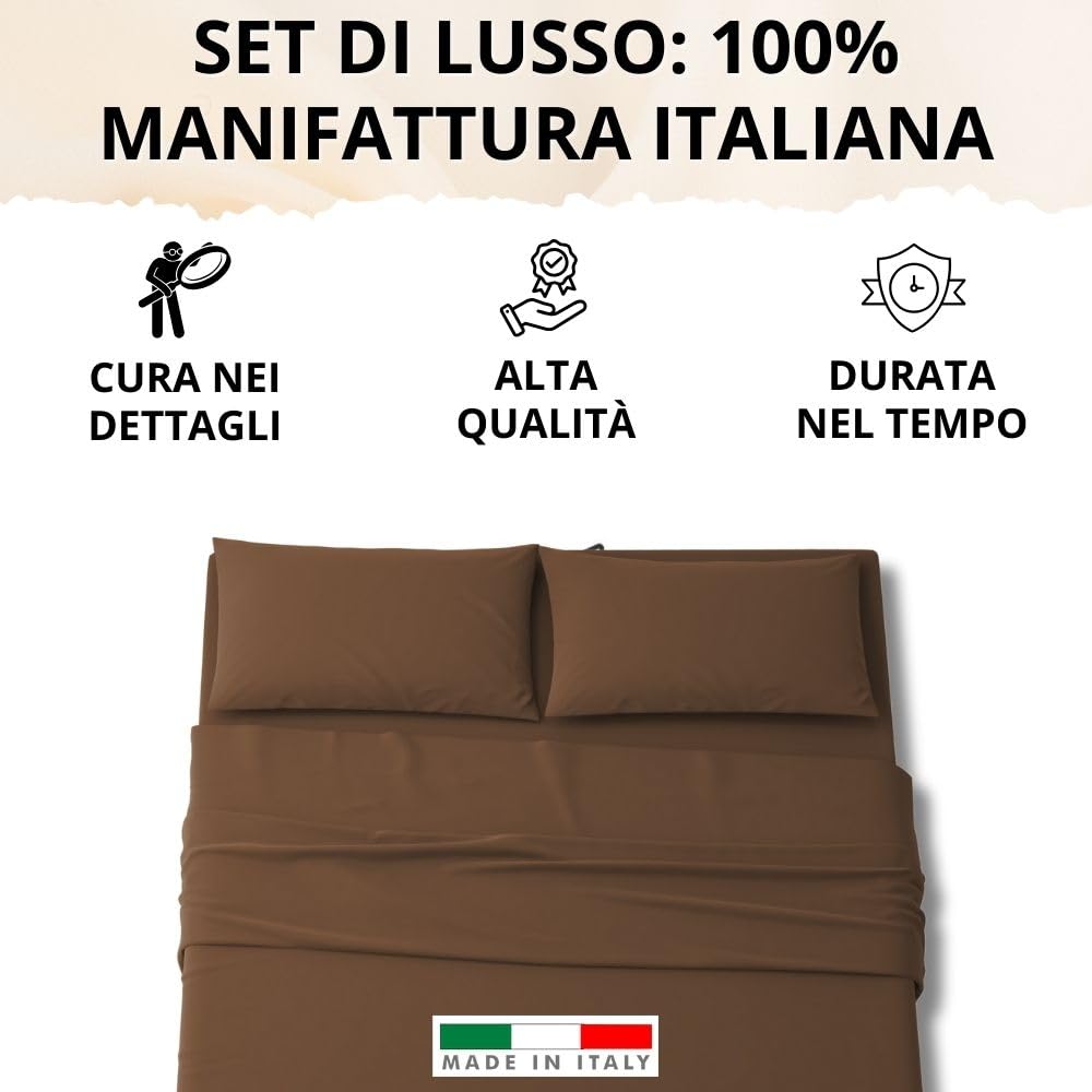 Set Completo Lenzuola in Microfibra, con Federe, Completo Letto, Made in Italy