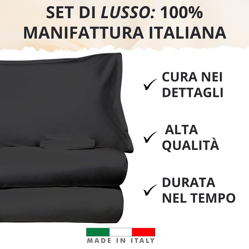 Set Completo Lenzuola in Microfibra, con Federe, Completo Letto, Made in Italy