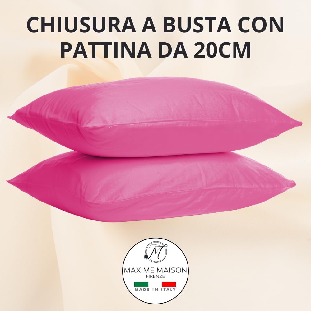 Federe Cuscino Letto, Misto Cotone, Tinta Unita (Misure 52x82cm), Chiusura a Busta, Fodera Cuscini, Copri Cuscino Letto, Federe Cuscini, Cotone