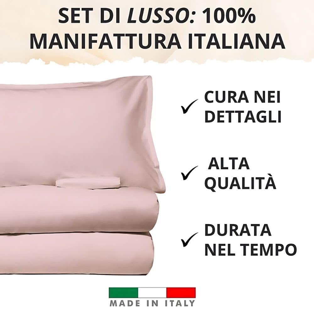 Set Completo Lenzuola in Microfibra, con Federe, Completo Letto, Made in Italy