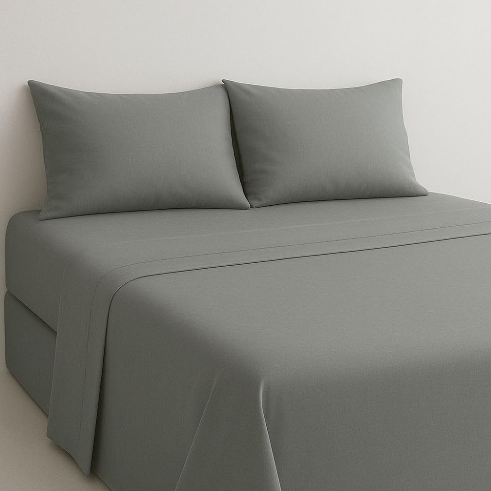 MAXIME MAISON - Set Lenzuola Cotone, Completo con Federe Cuscini Tinta Unita, Prodotto Made in Italy Anallergico