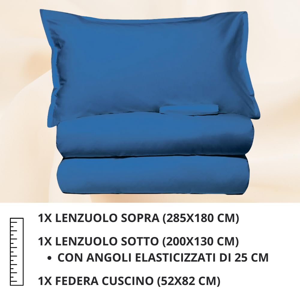 MAXIME MAISON - Set Lenzuola Letto Singolo 3 Pezzi, Completo Letto SIngolo in Microfibra Made in Italy, Biancheria da Letto 1 Lenzuolo con Angoli, 1 Lenzuolo Sopra, 1 Federa
