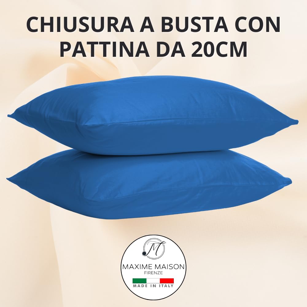 Federe Cuscino Letto, Misto Cotone, Tinta Unita (Misure 52x82cm), Chiusura a Busta, Fodera Cuscini, Copri Cuscino Letto, Federe Cuscini, Cotone