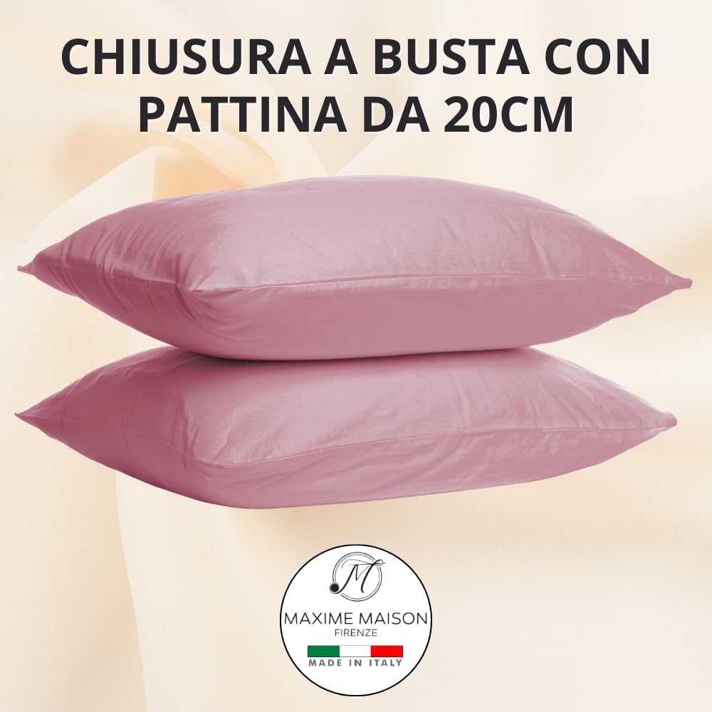 Federe Cuscino Letto, Misto Cotone, Tinta Unita (Misure 52x82cm), Chiusura a Busta, Fodera Cuscini, Copri Cuscino Letto, Federe Cuscini, Cotone