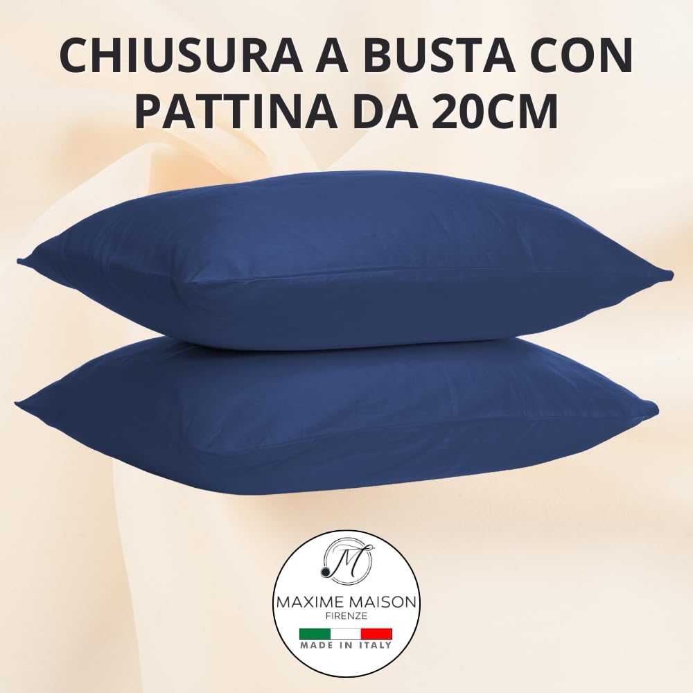 Federe Cuscino Letto, Misto Cotone, Tinta Unita (Misure 52x82cm), Chiusura a Busta, Fodera Cuscini, Copri Cuscino Letto, Federe Cuscini, Cotone