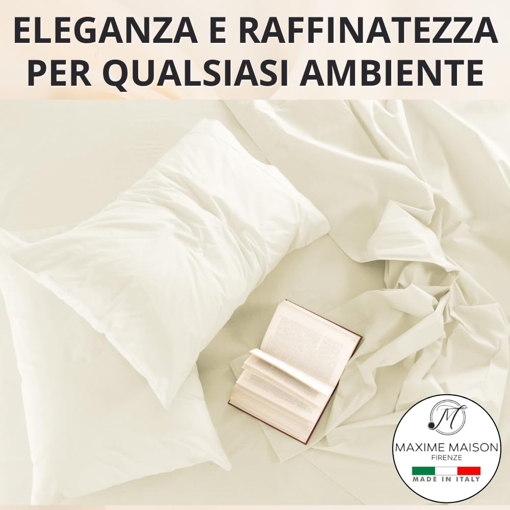Federe Cuscino Letto, Misto Cotone, Tinta Unita (Misure 52x82cm), Chiusura a Busta, Fodera Cuscini, Copri Cuscino Letto, Federe Cuscini, Cotone