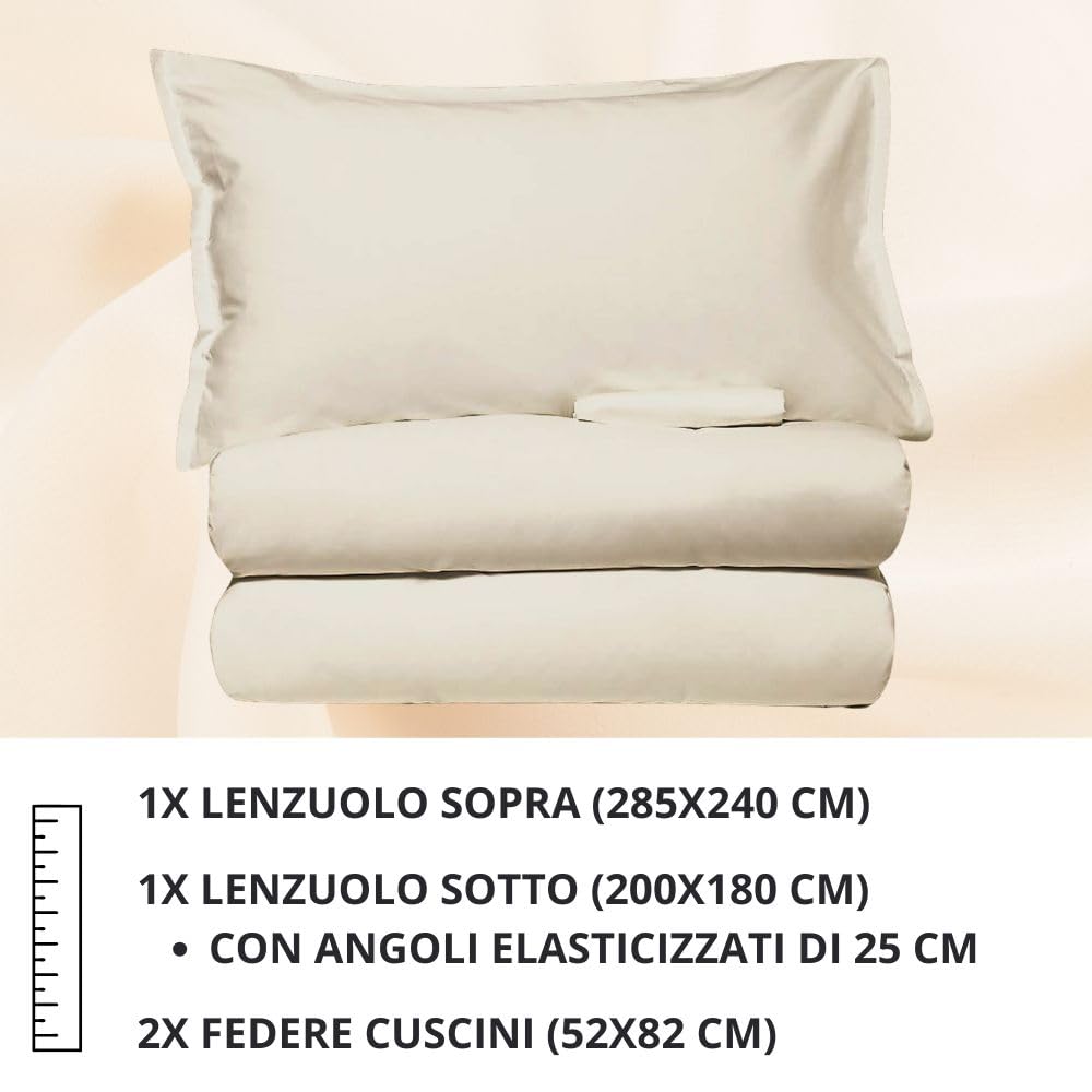 Set Completo Lenzuola in Microfibra, con Federe, Completo Letto, Made in Italy