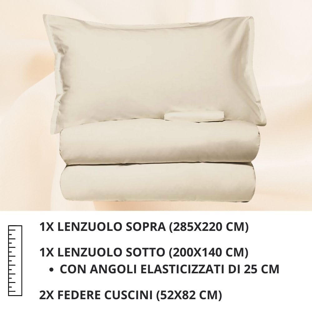 Set Completo Lenzuola in Microfibra, con Federe, Completo Letto, Made in Italy
