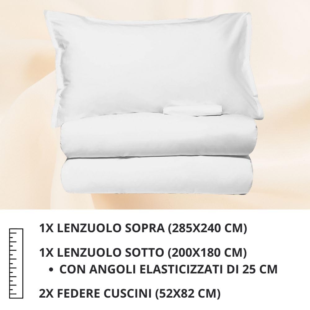 MAXIME MAISON - Set Lenzuola Letto Singolo 3 Pezzi, Completo Letto SIngolo in Microfibra Made in Italy, Biancheria da Letto 1 Lenzuolo con Angoli, 1 Lenzuolo Sopra, 1 Federa