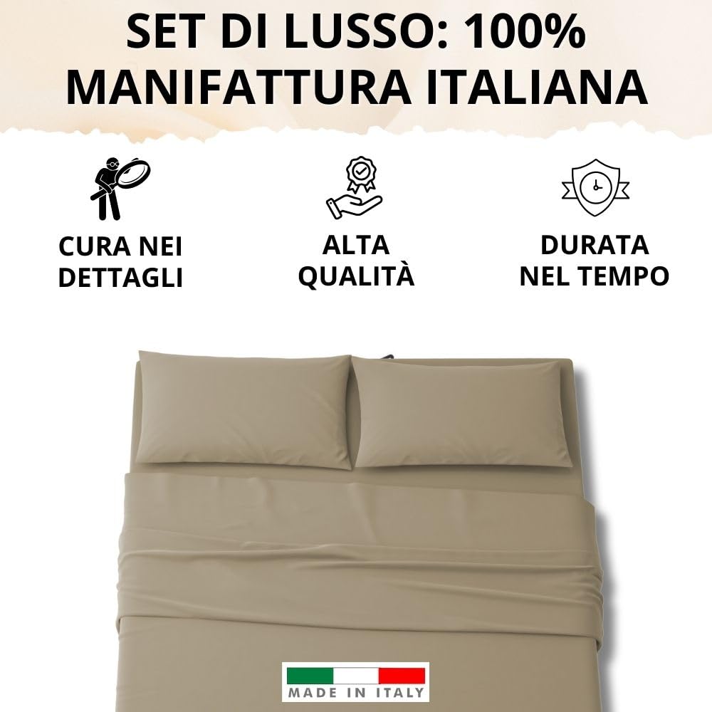 Set Completo Lenzuola in Microfibra, con Federe, Completo Letto, Made in Italy