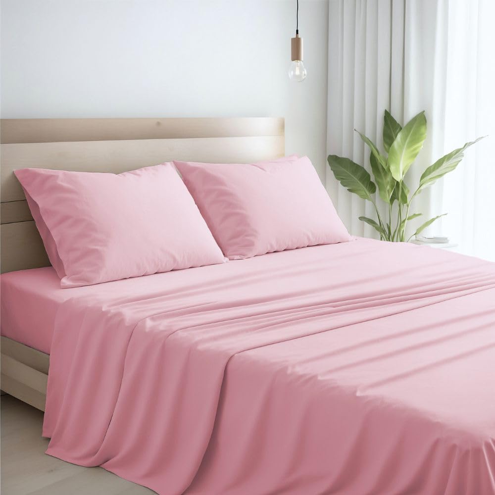 Lenzuola Percalle Made in Italy, Completo Letto Realizzato in Cotone Pregiato a Trama Fitta, Biancheria da Letto Certificata Oeko Tex Standard 100