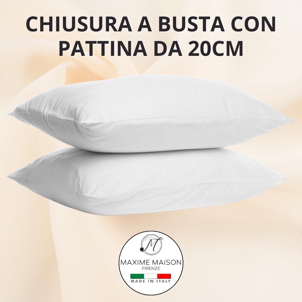 Federe Cuscino Letto, Misto Cotone, Tinta Unita (Misure 52x82cm), Chiusura a Busta, Fodera Cuscini, Copri Cuscino Letto, Federe Cuscini, Cotone