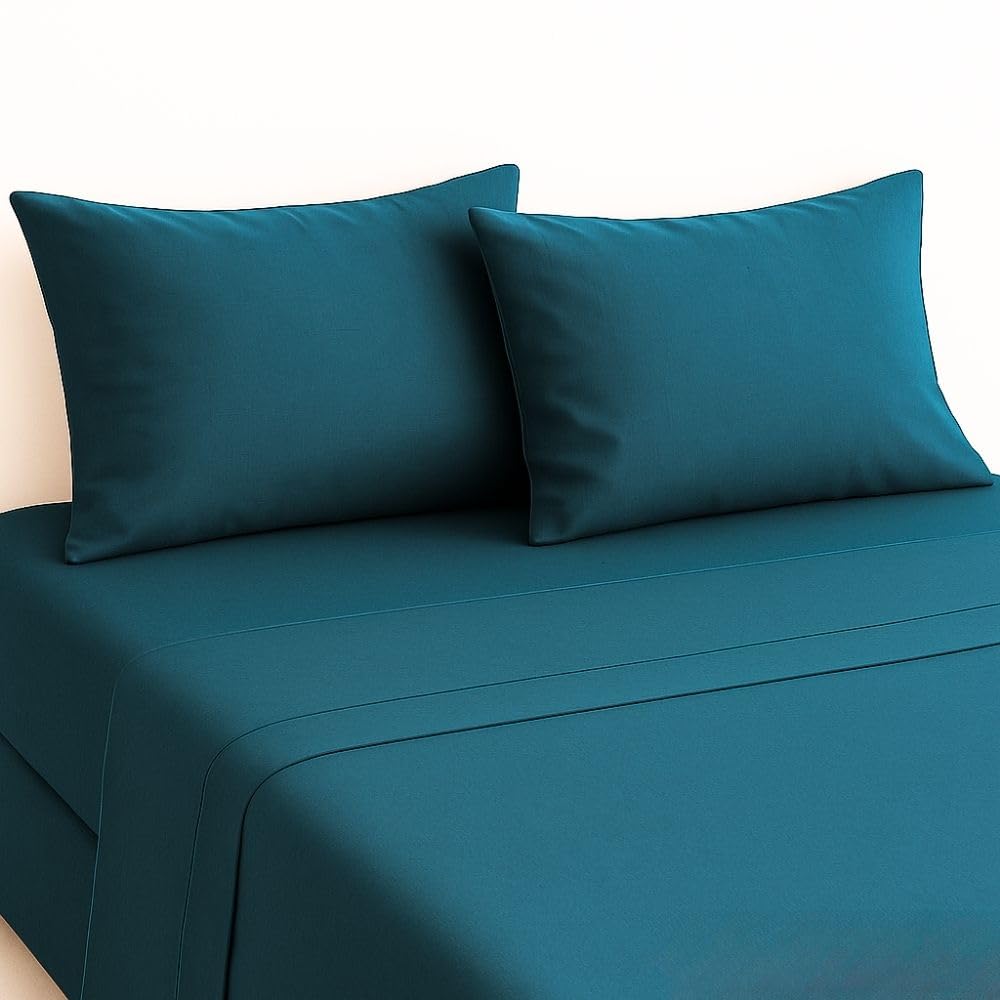 MAXIME MAISON - Set Lenzuola Cotone, Completo con Federe Cuscini Tinta Unita, Prodotto Made in Italy Anallergico
