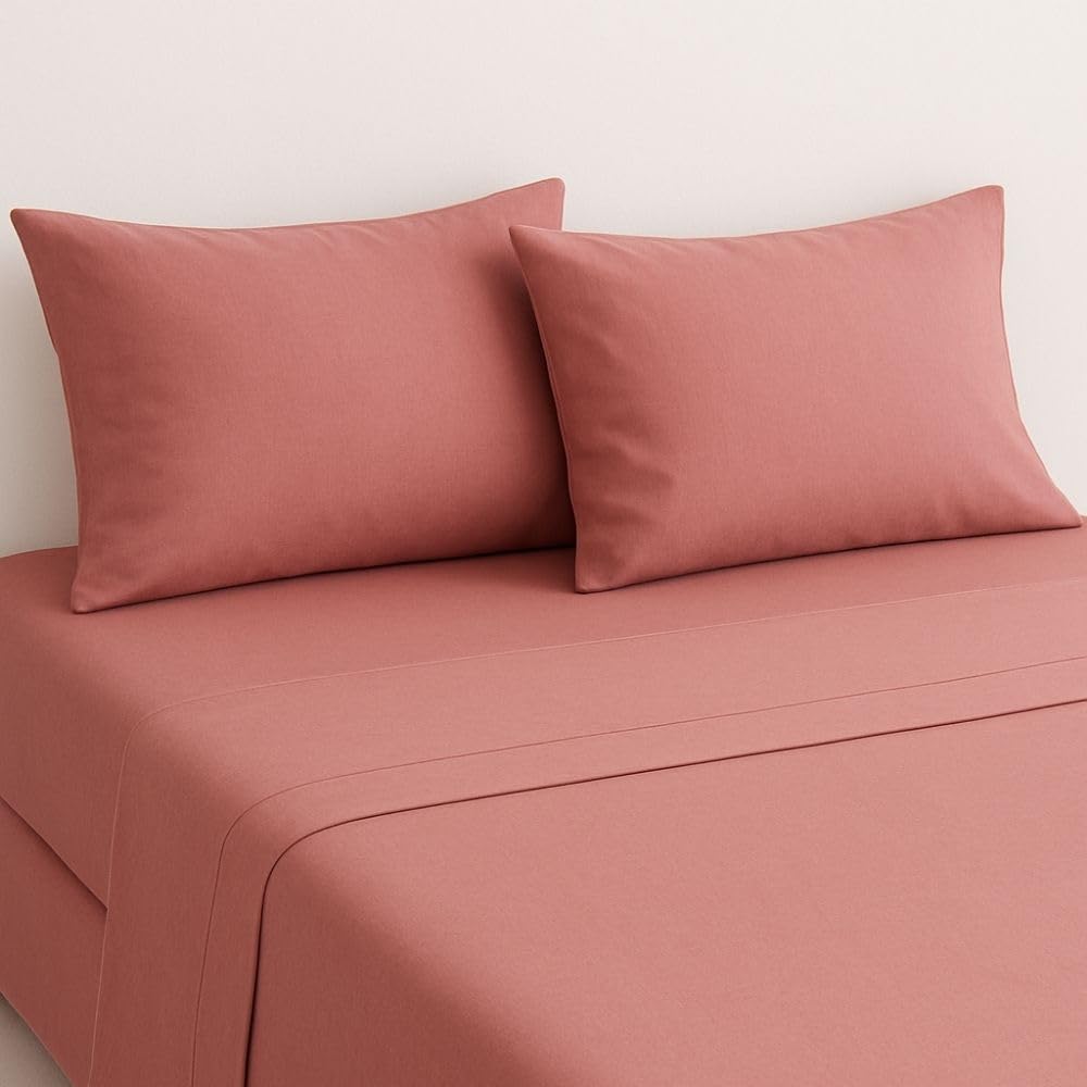 MAXIME MAISON - Set Lenzuola Cotone, Completo con Federe Cuscini Tinta Unita, Prodotto Made in Italy Anallergico