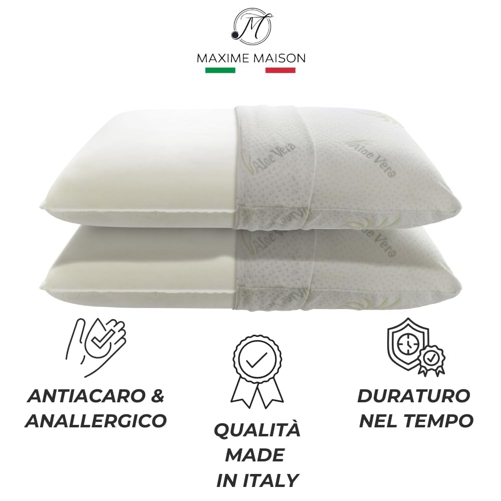 Coppia Cuscino Memory Foam Ortopedico (Altezza 11) Made in Italy
