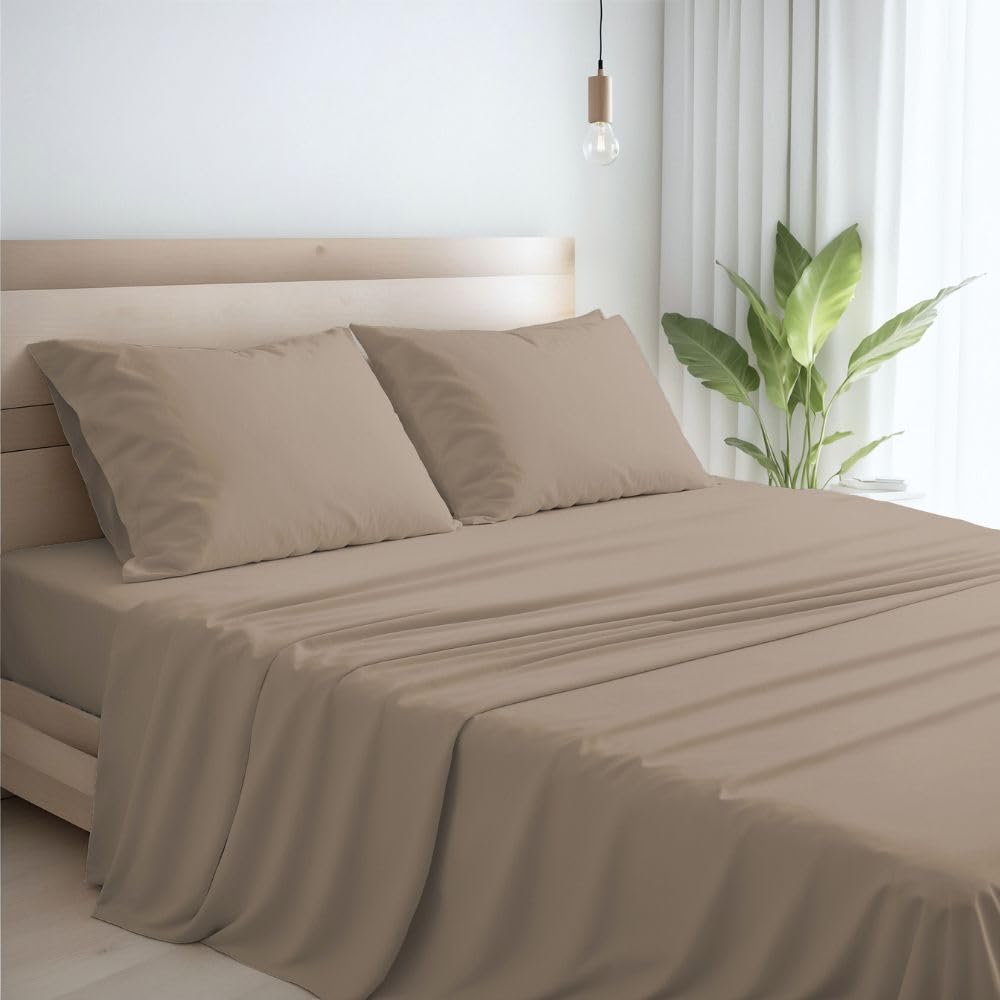 Lenzuola Percalle Made in Italy, Completo Letto Realizzato in Cotone Pregiato a Trama Fitta, Biancheria da Letto Certificata Oeko Tex Standard 100