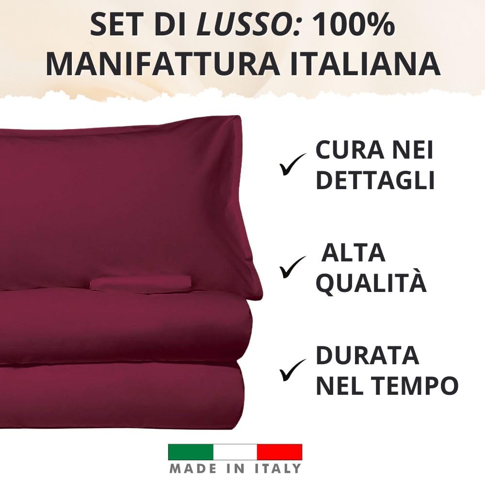 Set Completo Lenzuola in Microfibra, con Federe, Completo Letto, Made in Italy