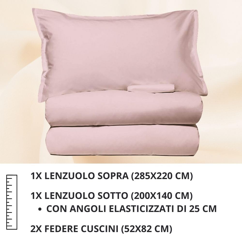 Set Completo Lenzuola in Microfibra, con Federe, Completo Letto, Made in Italy