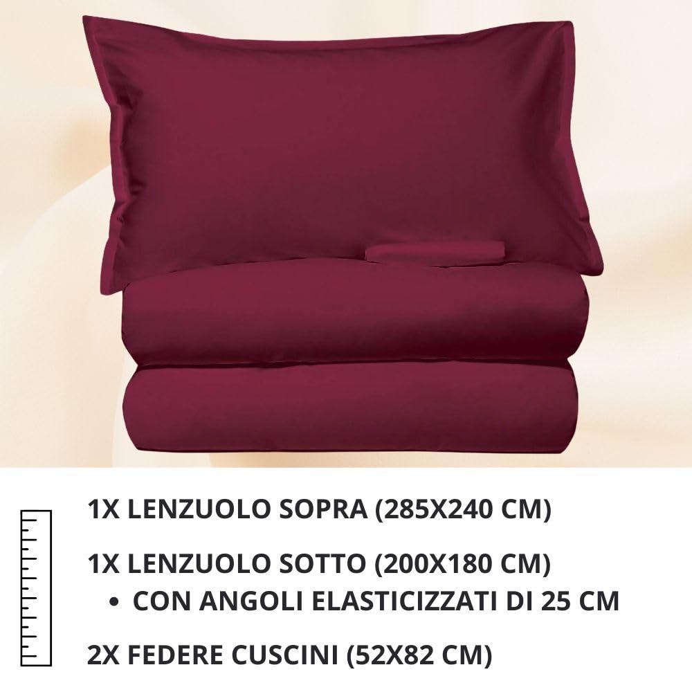 Set Completo Lenzuola in Microfibra, con Federe, Completo Letto, Made in Italy