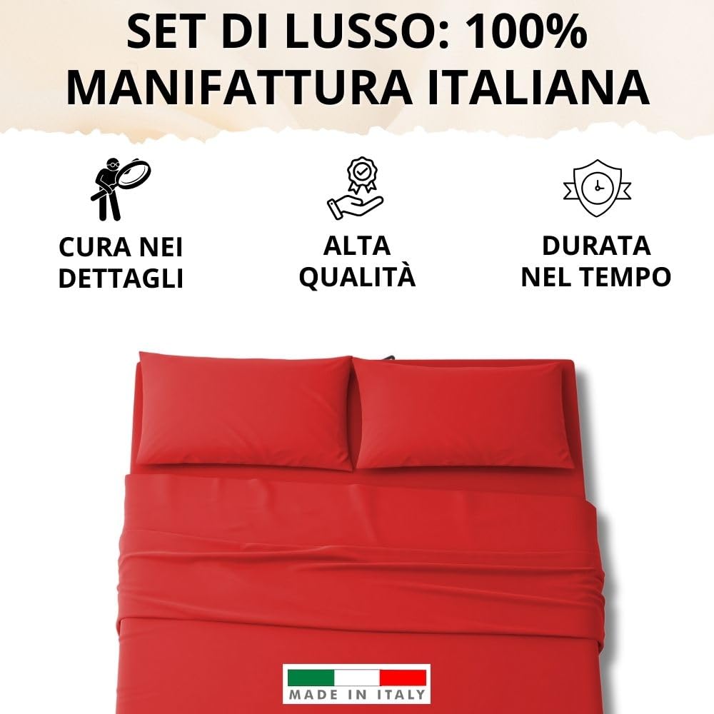 Set Completo Lenzuola in Microfibra, con Federe, Completo Letto, Made in Italy
