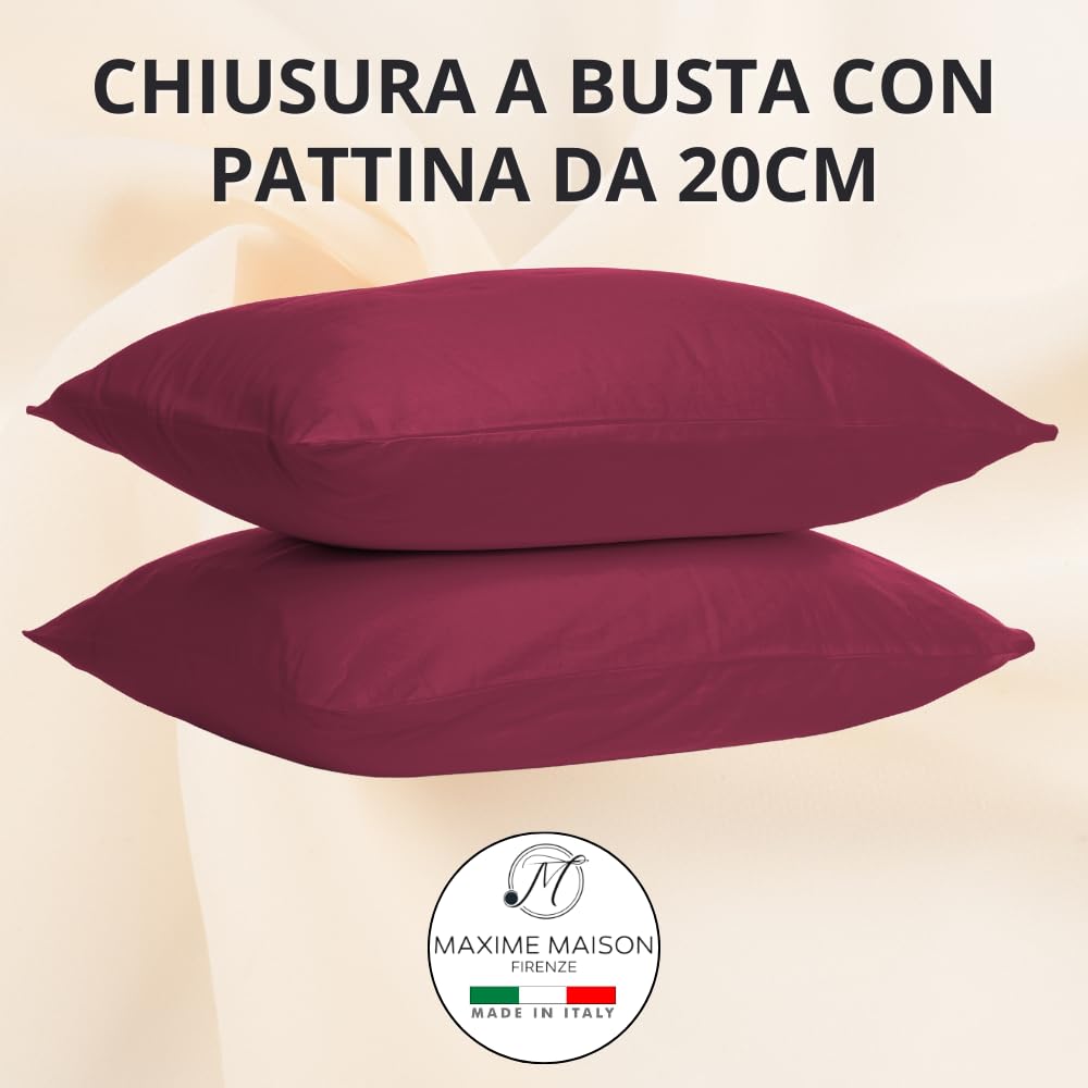 Federe Cuscino Letto, Misto Cotone, Tinta Unita (Misure 52x82cm), Chiusura a Busta, Fodera Cuscini, Copri Cuscino Letto, Federe Cuscini, Cotone