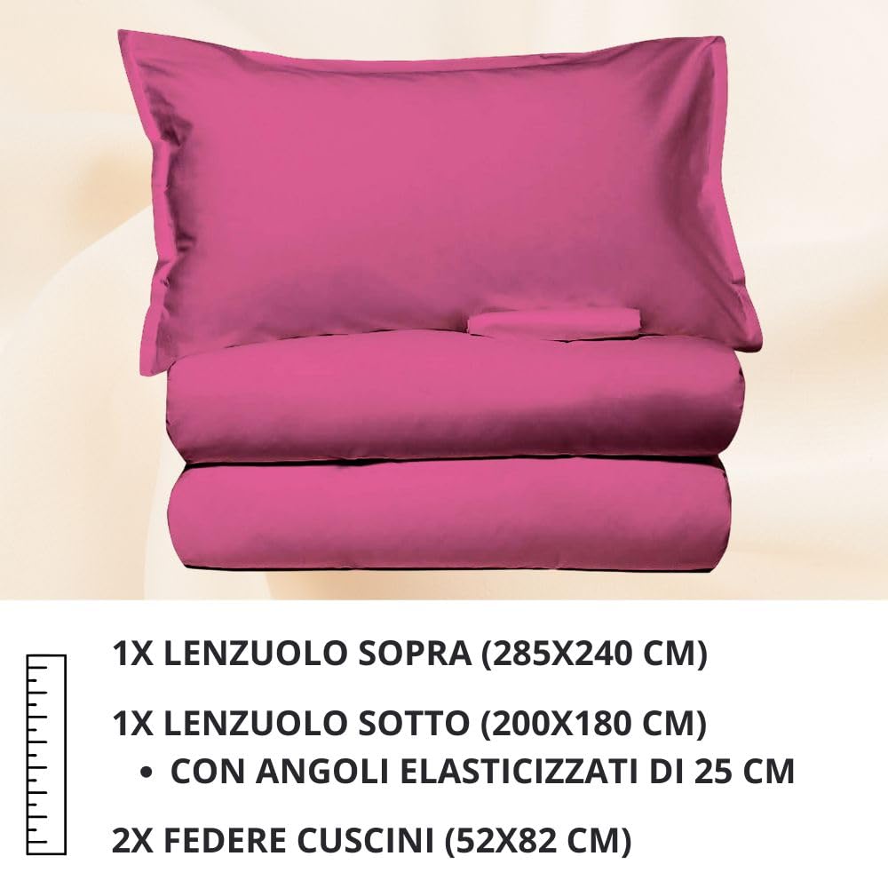 Set Completo Lenzuola in Microfibra, con Federe, Completo Letto, Made in Italy