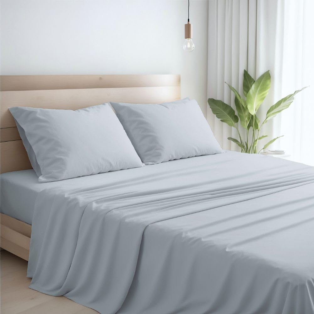 Lenzuola Percalle Made in Italy, Completo Letto Realizzato in Cotone Pregiato a Trama Fitta, Biancheria da Letto Certificata Oeko Tex Standard 100