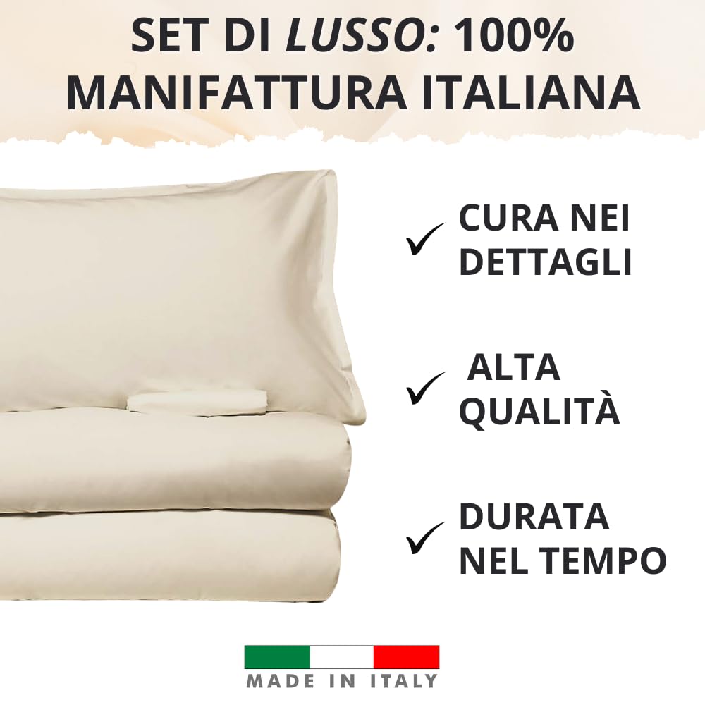 Set Completo Lenzuola in Microfibra, con Federe, Completo Letto, Made in Italy