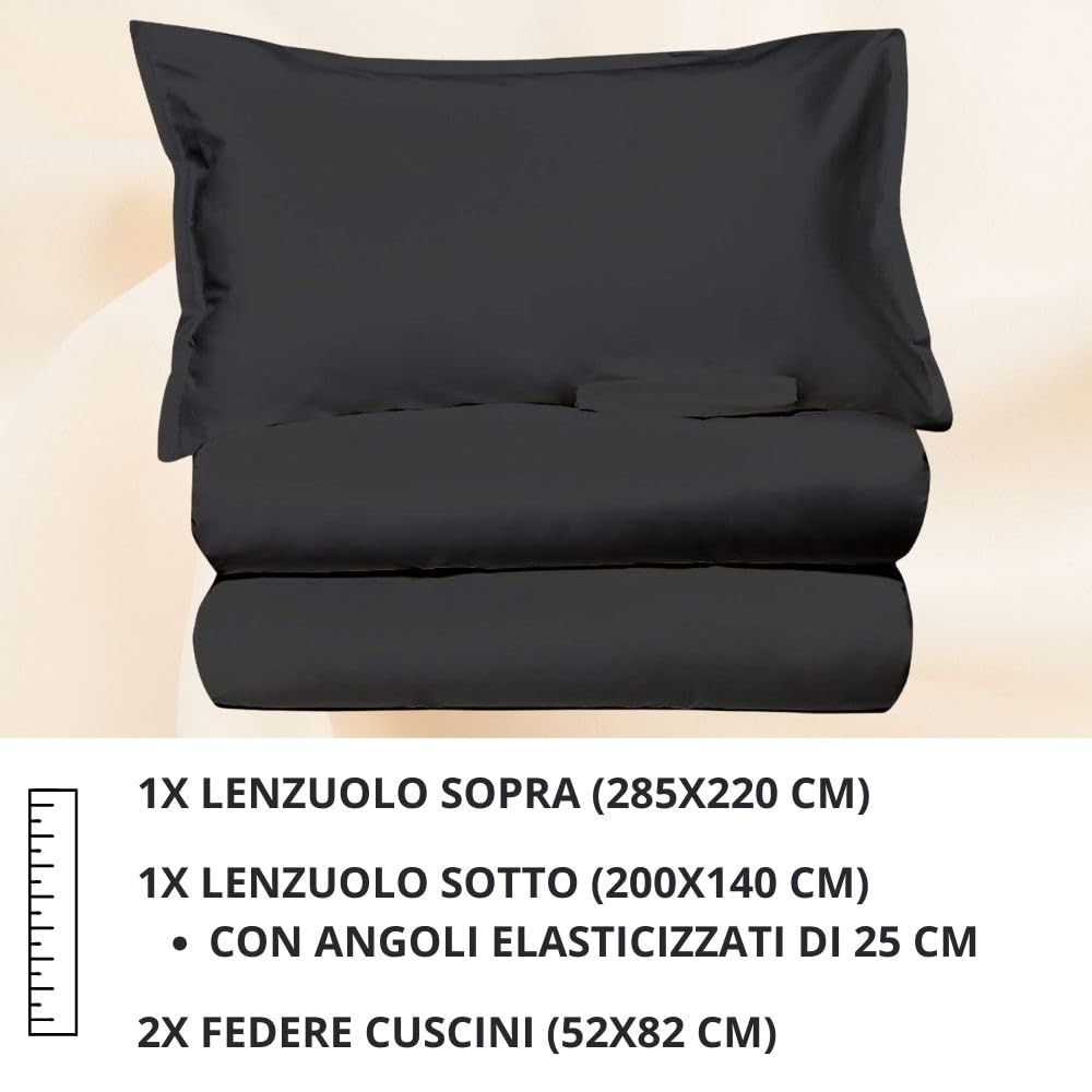 Set Completo Lenzuola in Microfibra, con Federe, Completo Letto, Made in Italy