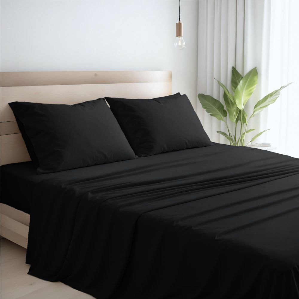 Lenzuola Percalle Made in Italy, Completo Letto Realizzato in Cotone Pregiato a Trama Fitta, Biancheria da Letto Certificata Oeko Tex Standard 100